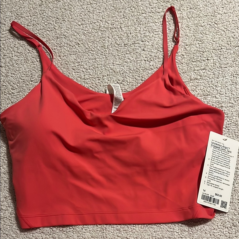 Lululemon Athletica Red Cropped Cami Tank